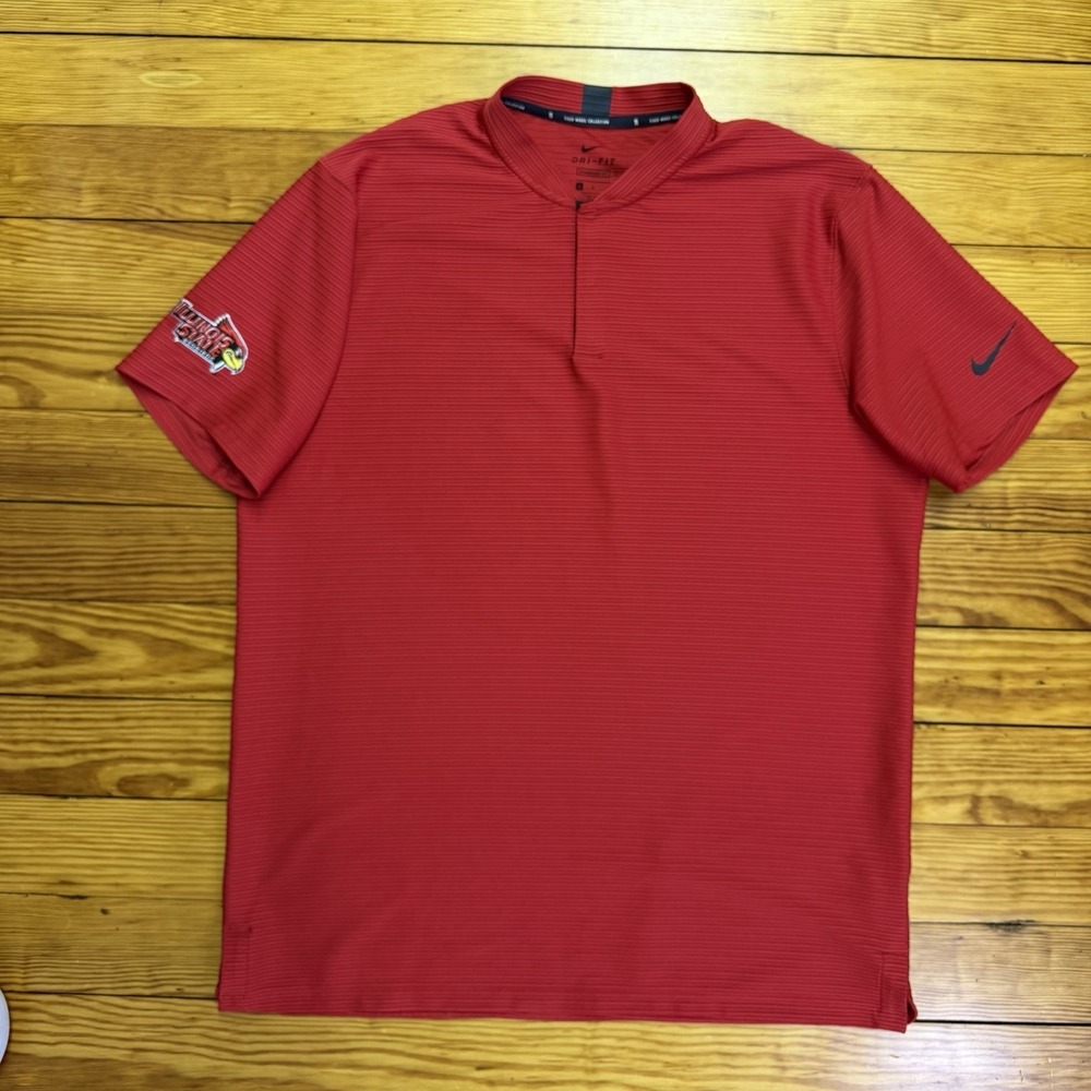 Nike Tiger Woods TW Blade Collar Red Ribbed Polo Shirt Men's L Textured Redbirds